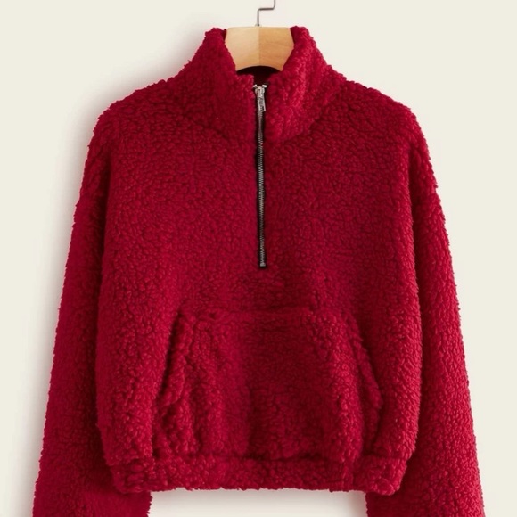 SHEIN Teddy Cropped Pullover - Picture 1 of 8